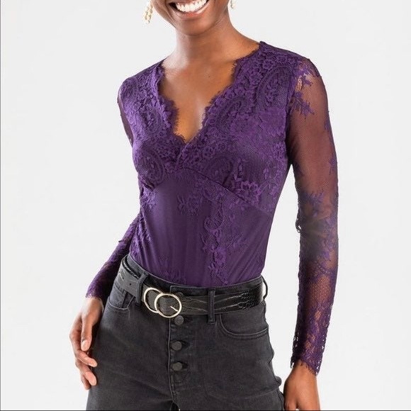 Francesca's Collections Tops - Plum, lace body suit from Francesca’s NWOT